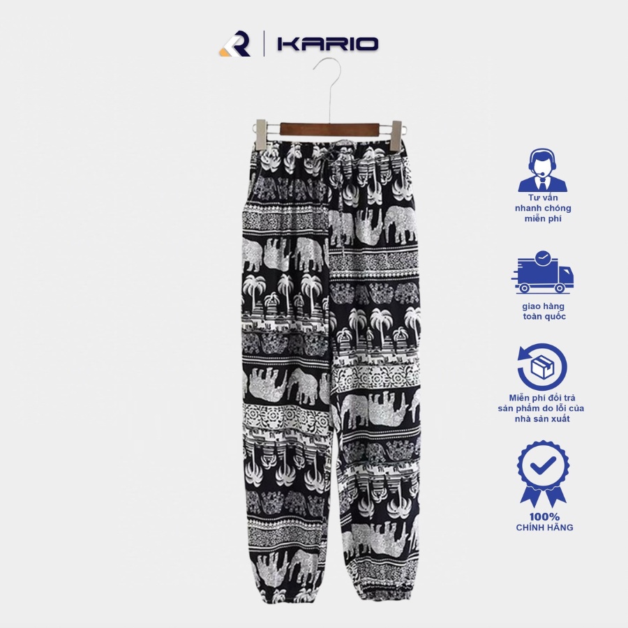 Quần Jogger Nữ Vario kiểu dáng Slim fit Lanh Thổ Cẩm chun gấu VR05