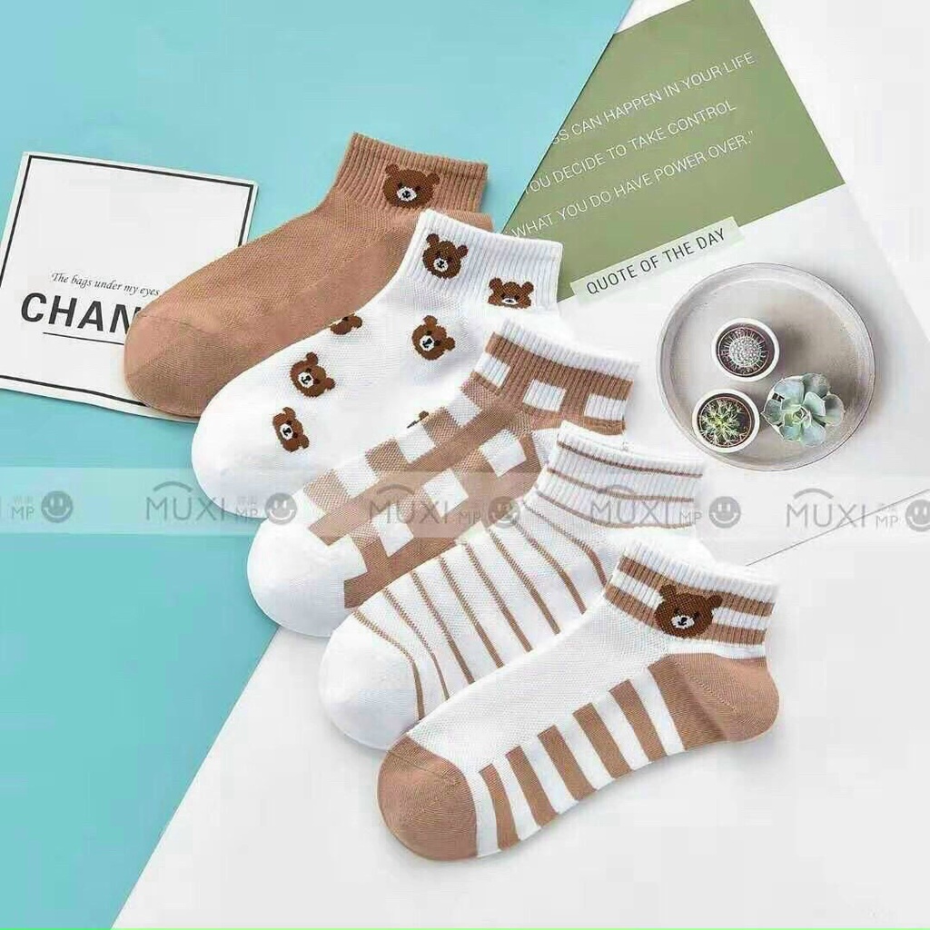 Tất vớ cổ thấp hình gấu nâu nhỏ xinh