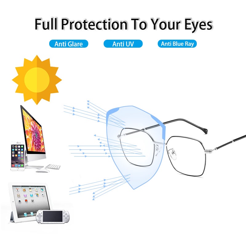 Kính cận VIENDO gọng vuông kim loại 0 ~ -6.00 độ cắt theo yêu cầu chống ánh sáng xanh thời trang cho nam và nữ