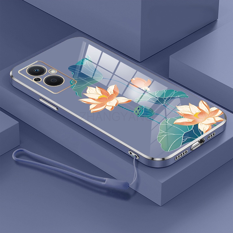 ốp lưng oppo reno 7z 5g a96 ốp điện thoại oppo reno 7z 5g a96 Ốp Điện Thoại TPU Dẻo Mạ Màu Họa Tiết Hoa Sen Sang Trọng