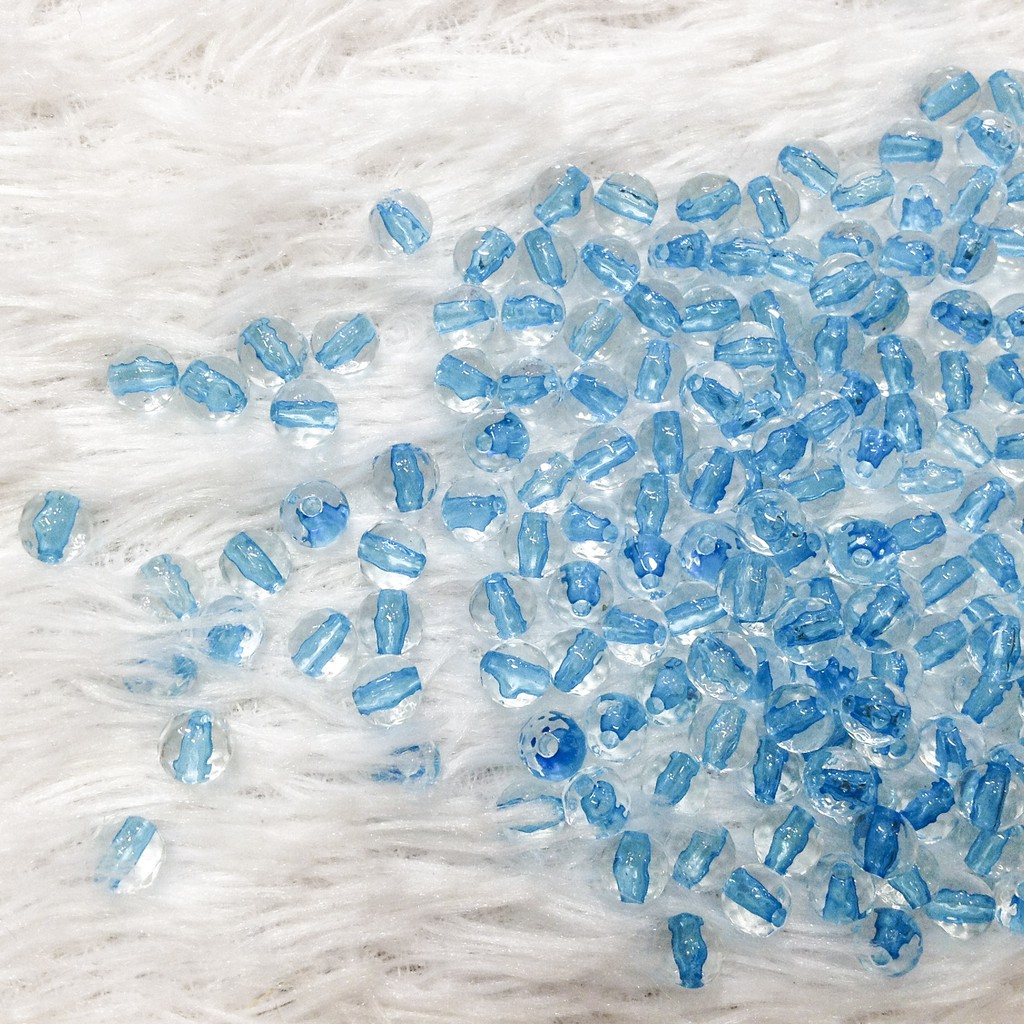 100 Hạt cườm trong vắt acrylic pha lê nhựa xỏ vòng tay dễ thương size 6mm