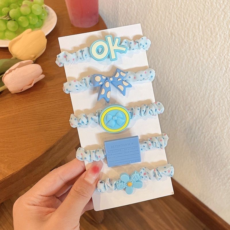 Set 5 chun buộc tóc gắn charm dễ thương