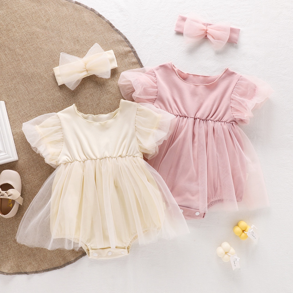 Set Đầm Công Chúa + Băng Đô Cài Tóc Dành Cho Bé Gái