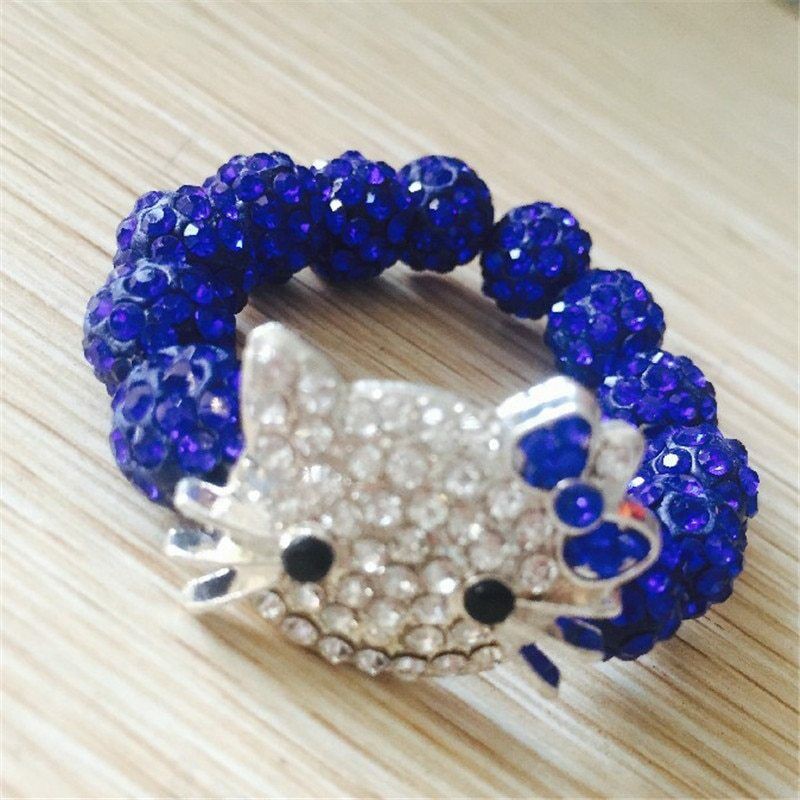 Vòng Tay Hình Mèo Hello Kitty Đính Đá Pha Lê Màu Kẹo Ngọt Xinh Xắn Cho Bé Gái Màu Sắc