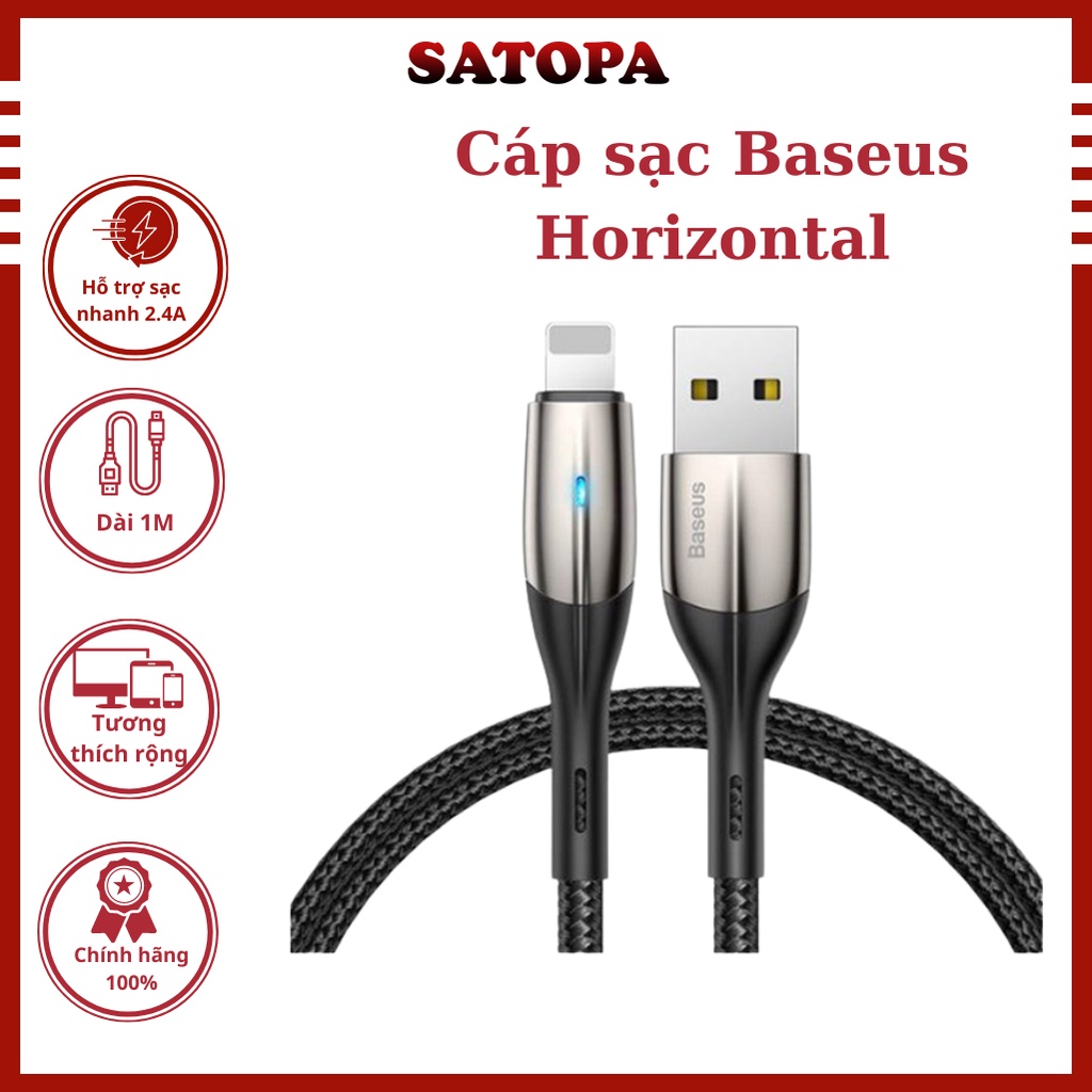 Cáp Sạc Nhanh Iphone Baseus Horizontal Dây Sạc Lightning Dùng Cho Sạc Dự Phòng Tai Nghe Bluetooth Loa - SATOPA OFFICIAL