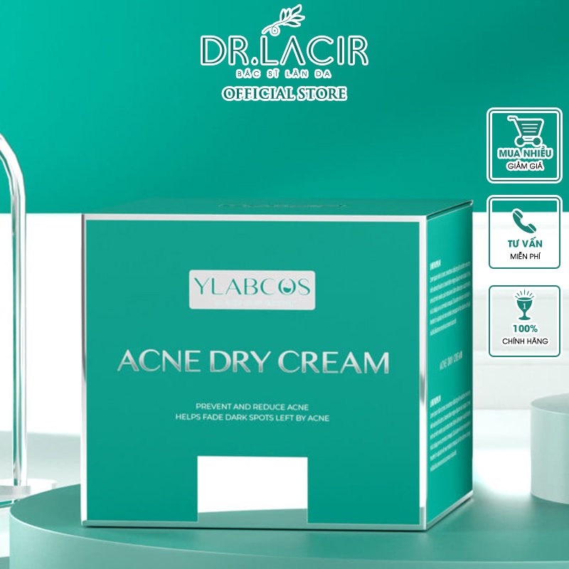 Kem gom cồi mụn giúp ngừa mụn,làm mờ vết thâm,giảm bóng dầu Ylabcos Acne Dry Cream DR.LACIR Hộp 25g DR69