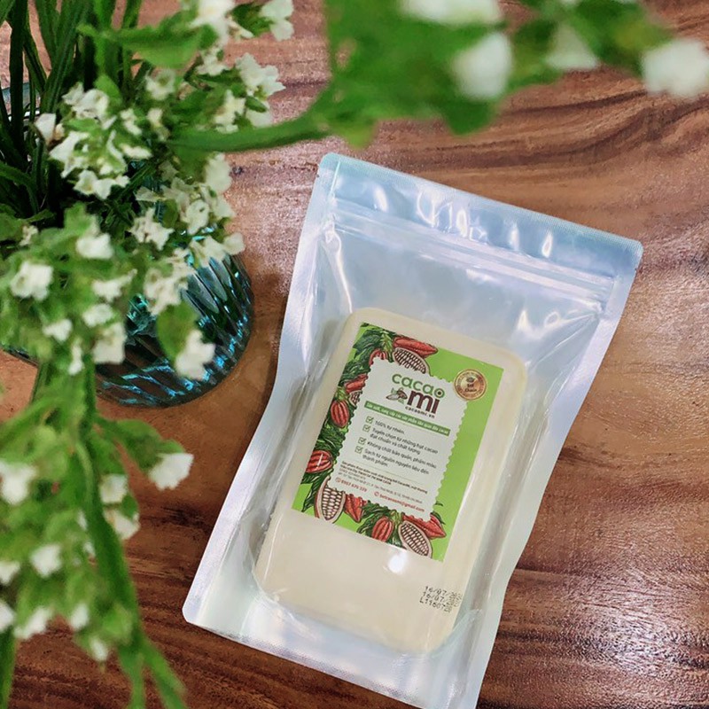 Bơ cacao nguyên chất ép từ hạt ca cao thô dùng làm socola chocolate, làm bánh, ăn chay CacaoMi Cocoa Butter