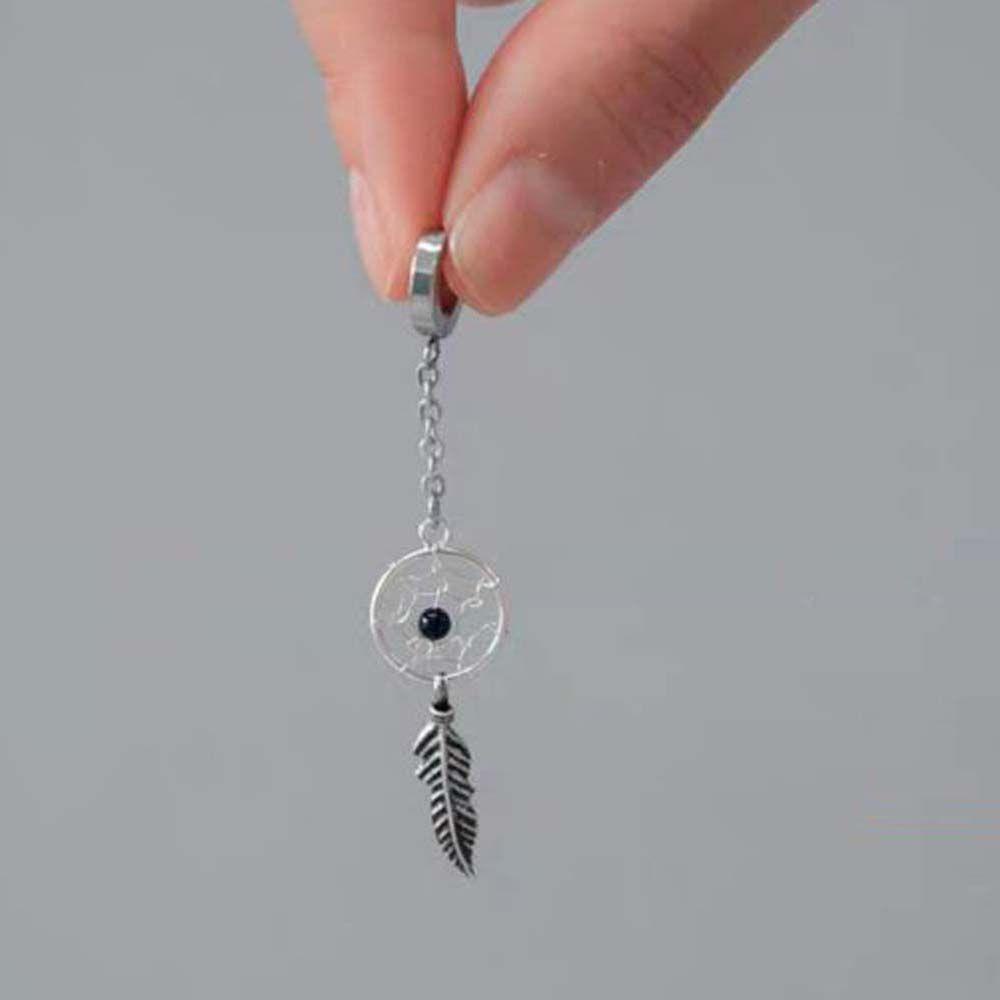 Bông Tai Hình Lông Vũ Bằng Thép Titan Phong Cách Gothic Cá Tính