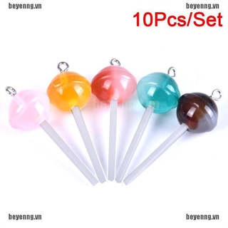 CHARMS Set 10 Mặt Dây Chuyền Hình Kẹo Mút Bằng Nhựa Trong Suốt