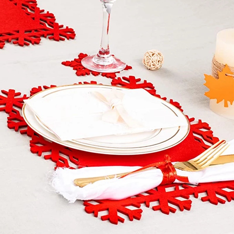 Tấm Lót Cốc Chống Trượt Chịu Nhiệt Hình Bông Tuyết Năm Mới / Giáng Sinh