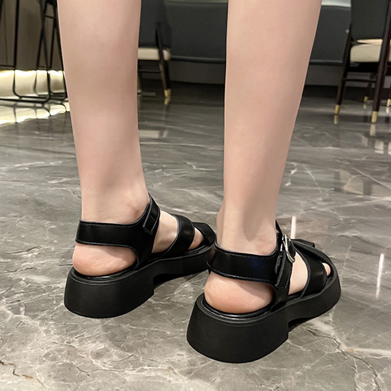 Xăng đan IELGY đế dày màu trơn khóa cài phong cách cổ điển dành cho nữ