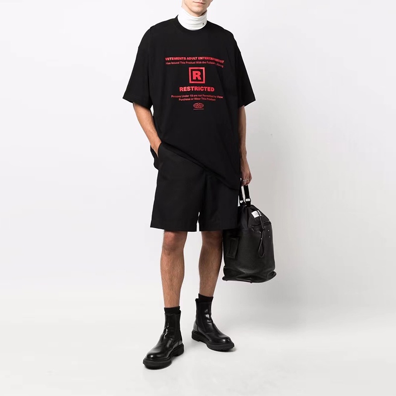 VETEMENTS 2022SS Simple letter pentagram LOGO print loose trend couple short-sleeved T-shirt