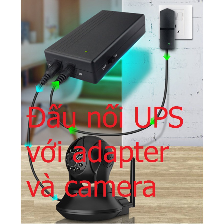 Nguồn dự phòng UPS mini 12V 2A dung lượng 12000mAh(tặng dây jack 5521 sang nguồn tẩu thuốc)