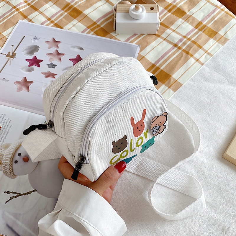 Túi Đeo Vai Bằng Vải canvas In Họa Tiết Dễ Thương Dành Cho Nữ