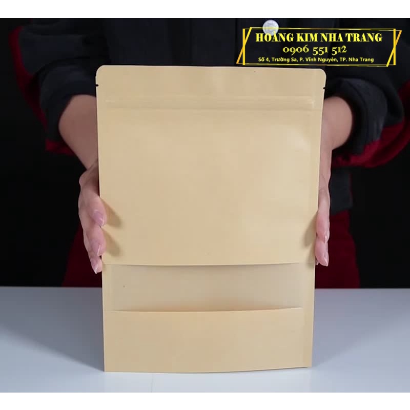 Túi Zip Kraft nâu PHỦ MÀNG BÓNG an toàn - Đựng thực phẩm