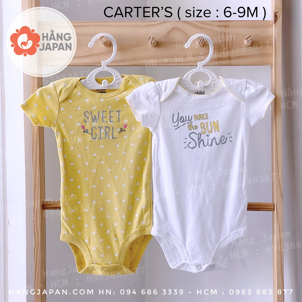 Set 2 Bodysuit Carter hàng VNXK cộc tay bé gái size 0-3-6-9-12M mẫu ngẫu nhiên