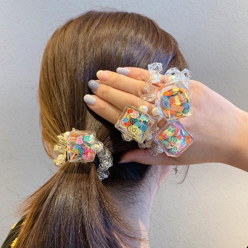 Thun cột tóc hình khối chữ nhật cute dễ thương TIMSTORE co giãn dây lò xo kiểu dáng hàn quốc