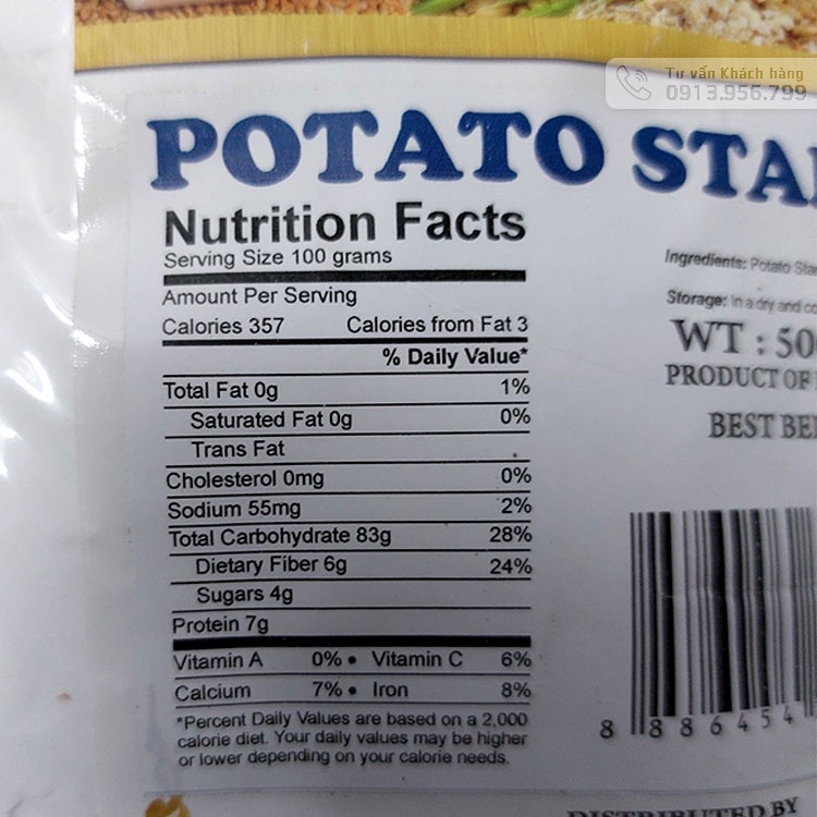 Tinh bột khoai tây  Aunt Michelle gói 500g