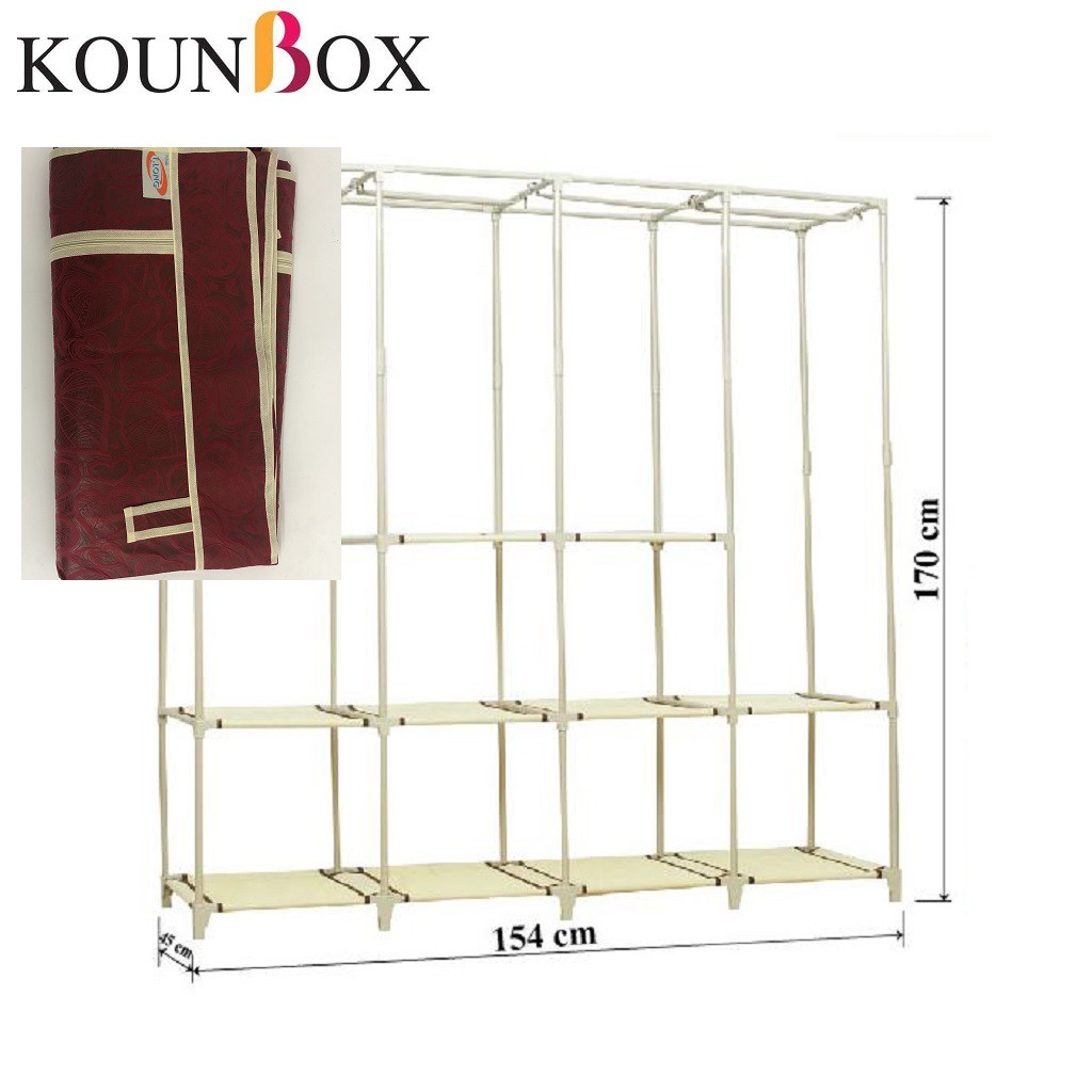 Bao Áo Tủ Vải Thanh Long ngang 1m5 (154 x 46 x 170 cm) ( mã 15) Không Bao Gồm Khung Sắt