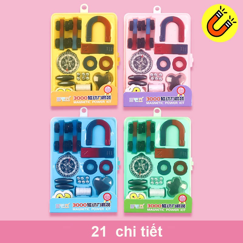 Bộ nam châm thí nghiệm đồ chơi 21 chi tiết giúp trẻ sáng tạo