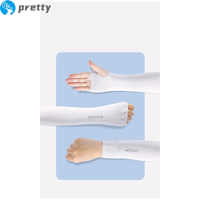 Jazeel 1 Pair Ice Silk Sun  Protection  Sleeves Outdoor Fingerless Sun-shading Anti-uv Sleeves