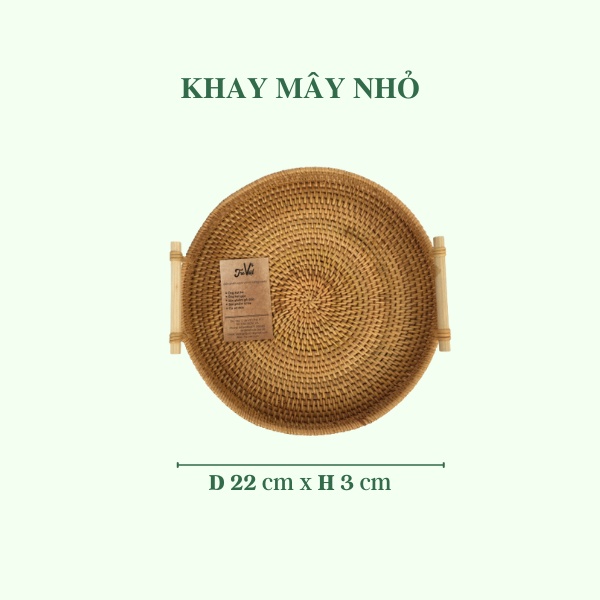 Khay Mây Tròn có Tay Cầm Đựng Đồ Ăn - Khay Mây Guột Trang Trí Decor 3 kích thước - Rattan Tray