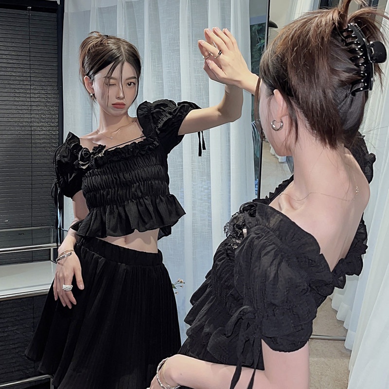 Áo Tay Ngắn Trễ Vai Thời Trang Mùa Hè Cho Nữ