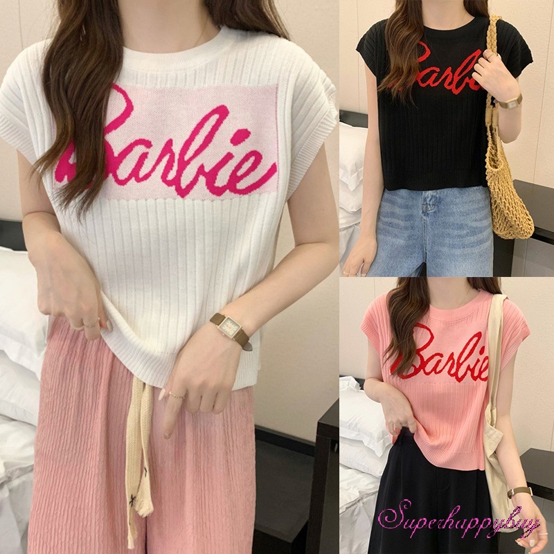 Áo Thun Nữ Cộc Tay Cổ Tròn In Họa Tiết Monogram Thời Trang