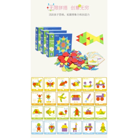 Đồ chơi thông minh - Bộ Xếp Hình Sáng Tạo PATTERN BLOCKS 130 chi tiết