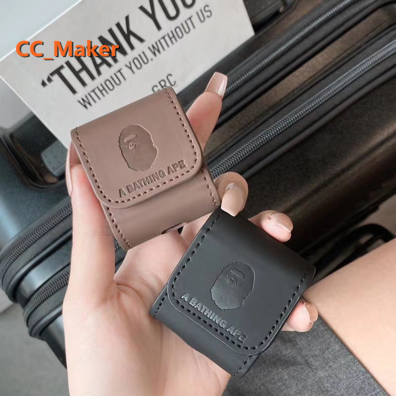 Bao da mềm họa tiết BAPE bảo vệ cho hộp sạc tai nghe AirPod 1/2/Pro kèm dây đeo ngắn | BigBuy360 - bigbuy360.vn