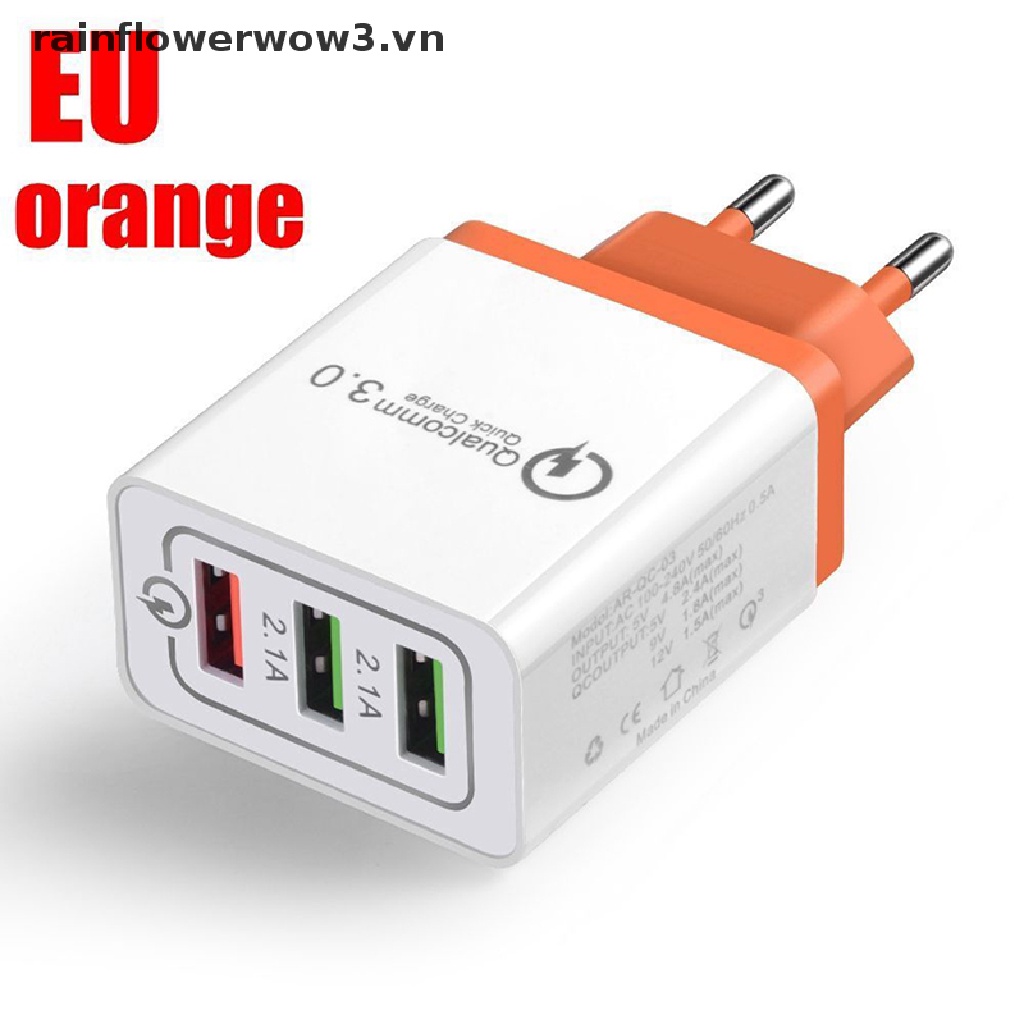 Cốc Sạc Nhanh 3 Cổng USB QC 3.0 30W 2018