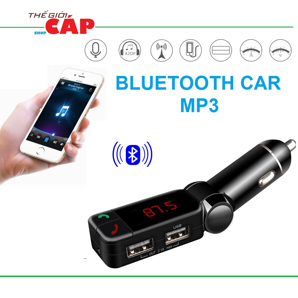Tẩu Nghe Nhạc MP3 Bluetooth Trên Ô Tô Cao Cấp Kiêm Sạc Điện Thoại BC-06