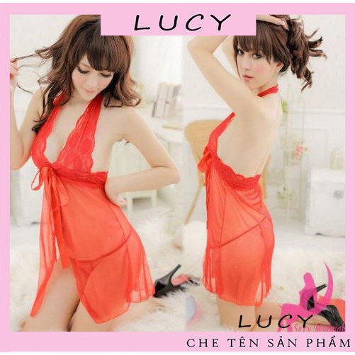 Váy Ngủ Sexy Lucy LC1045 Vải Mỏng Nhìn Xuyên Thấu, 1 Set Gồm Váy và Quần Lót Lọt Khe, Cân Nặng 45-55kg Mặc Vừa