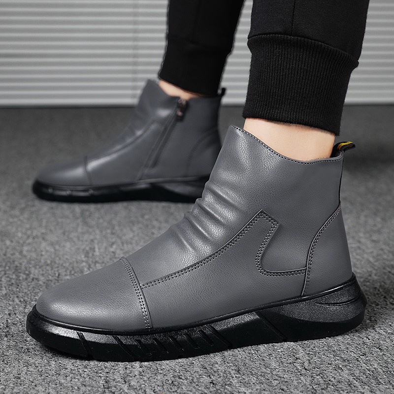 Giày Boot Đế Dày Khóa Kéo Thời Trang Mùa Đông Cho Nam#Giày Bốt Nền Tảng