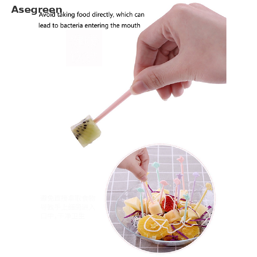 [Asegreen] Nĩa Ăn Tráng Miệng Trái Cây Mini Màu Kẹo Ngọt Ngào Dễ Thương Cho Trẻ Em