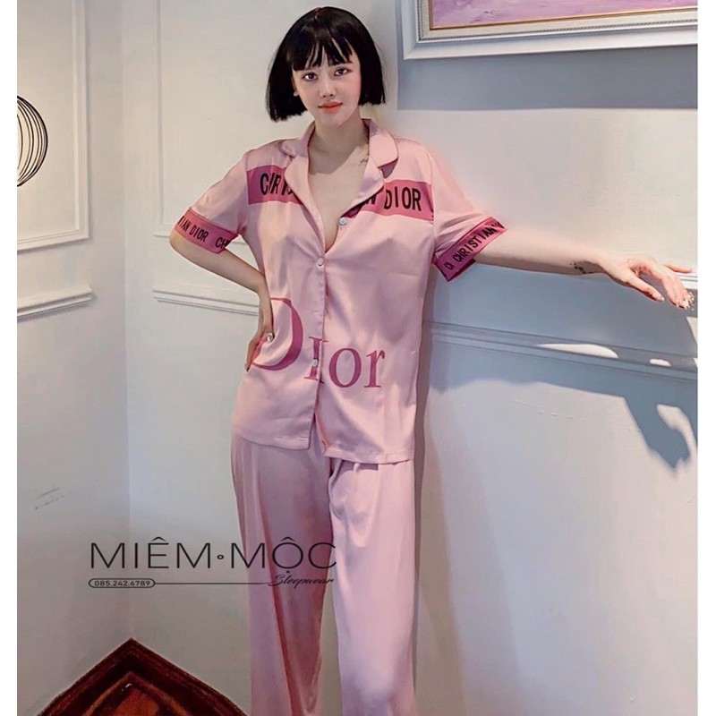 Đồ Bộ Mặc Nhà Pijama Nữ Tay Ngắn Cao Cấp - Đồ Ngủ Lụa Quảng Châu