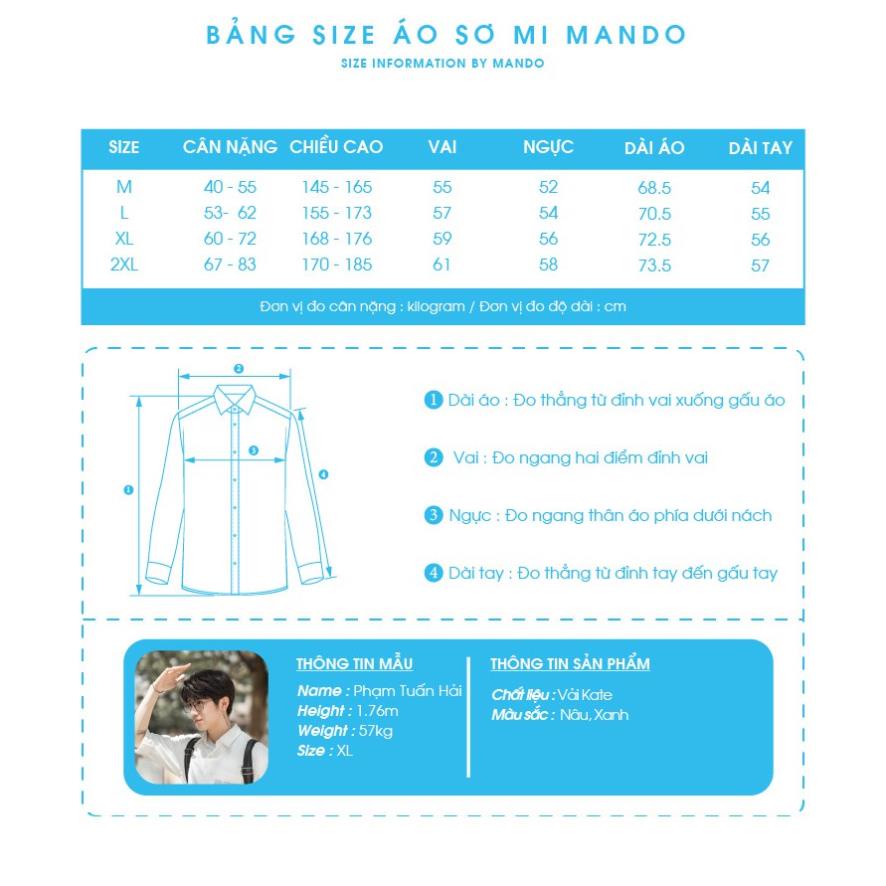 Áo Sơ Mi Caro Nam MANDO Form Rộng Chất Vải Dạ Mỏng Dài Tay Kiểu Dáng Basic Unisex Thời Trang Hàn Quốc ACB96 _kls24f