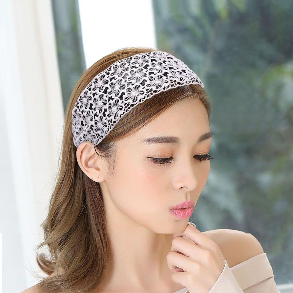 Băng Đô Cài Tóc Bản Rộng Phối Ren Hoa Cho Nữ VANES1