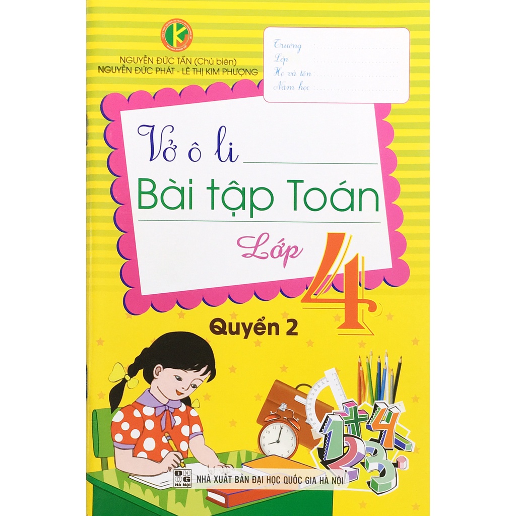 Sách - Vở ô li Bài tập Toán lớp 4 - Quyển 2 (KV20)