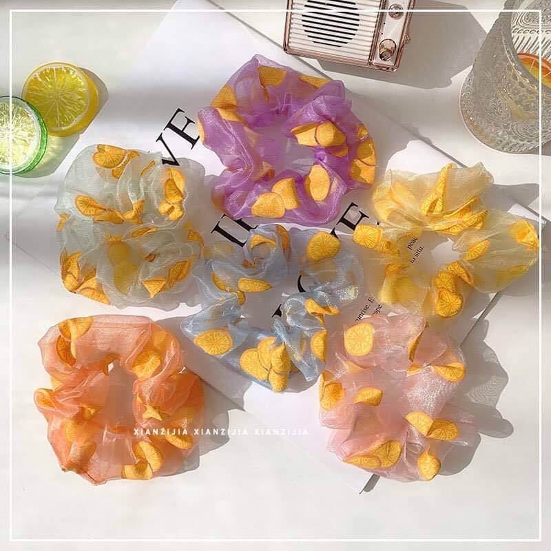 Chun cột tóc Scrunchies múi cam