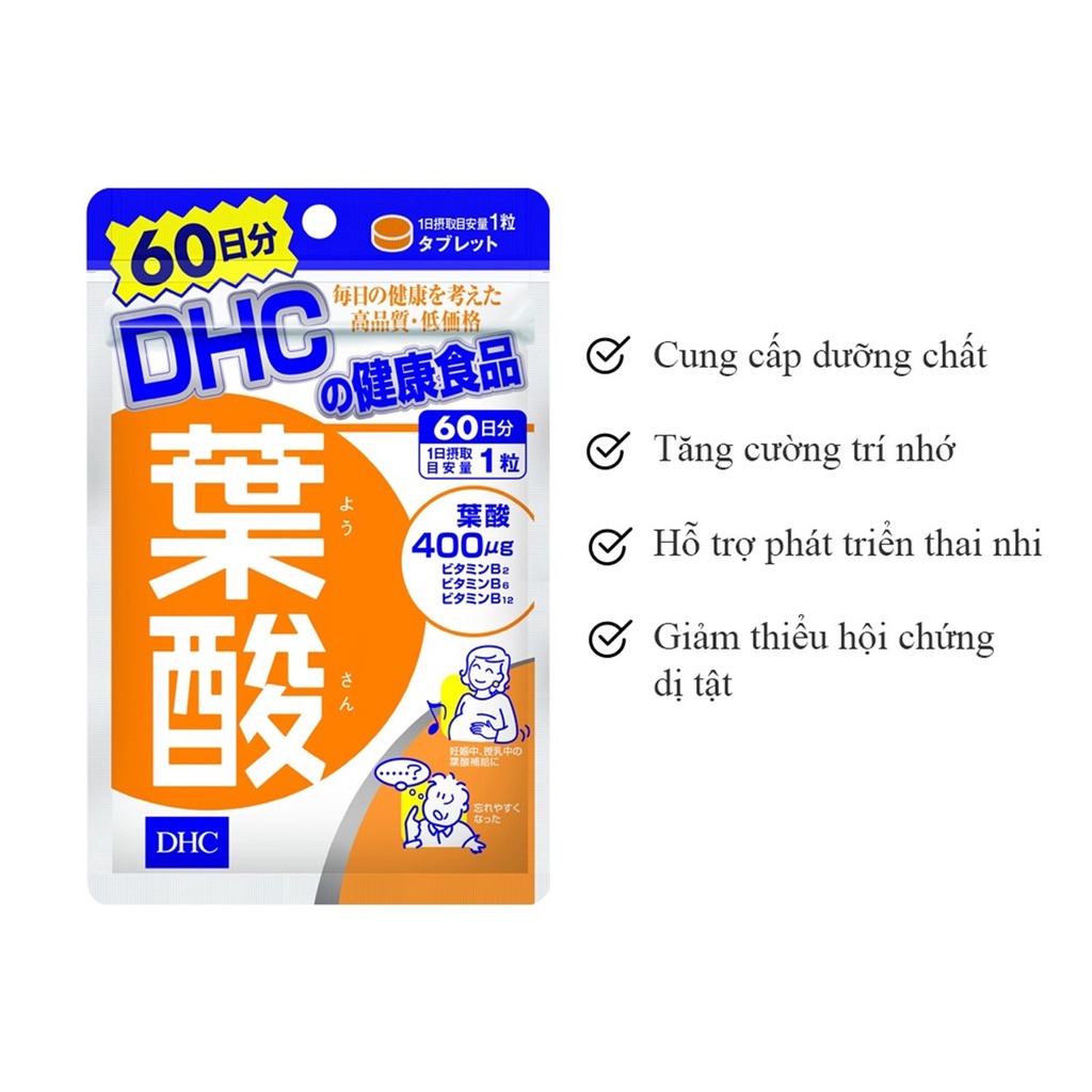 Viên Uống Cho Mẹ Bầu DHC Folic Acid 30 Ngày (30v/gói)