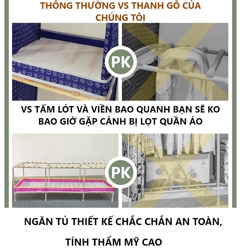 tủ quần áo vải khung gỗ 3 buồng 4 buồng 8 ngăn bọc nhựa chống ẩm mốc hàng chuẩn m3 loại 1 có lót sàn và bảo hành