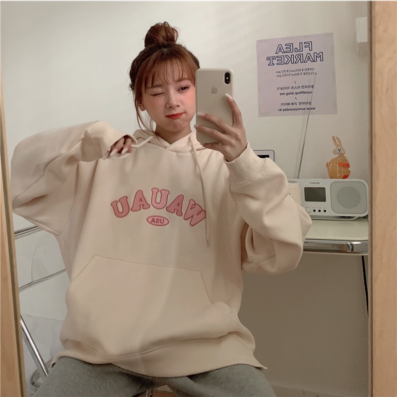 Áo Hoodie Nữ Màu Sắc Ngọt Ngào Phong Cách Hàn Quốc 6 Màu