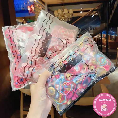 Túi 20 dây buộc tóc hoa quả động vật dễ thương nhiều màu sắc cho bé gái Xu Xu Kids