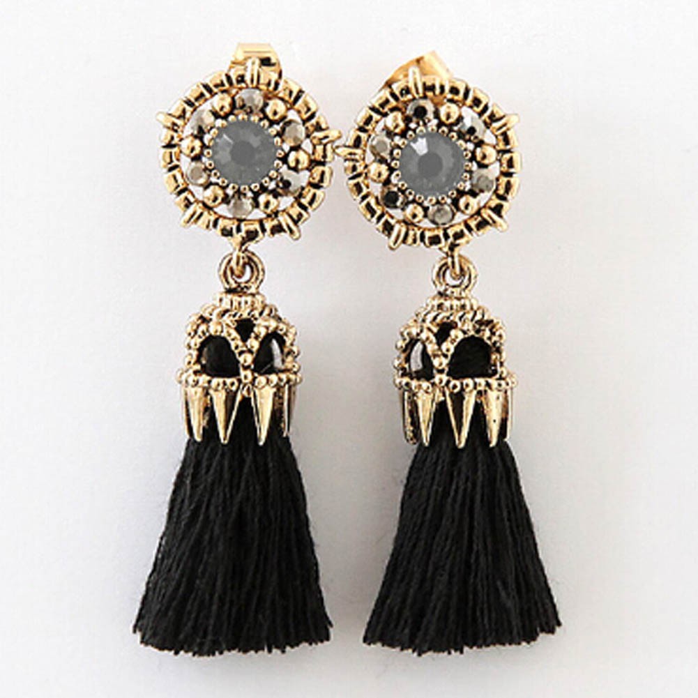 Hoa tai tua rua dài đính đá pha lê phong cách cổ điển