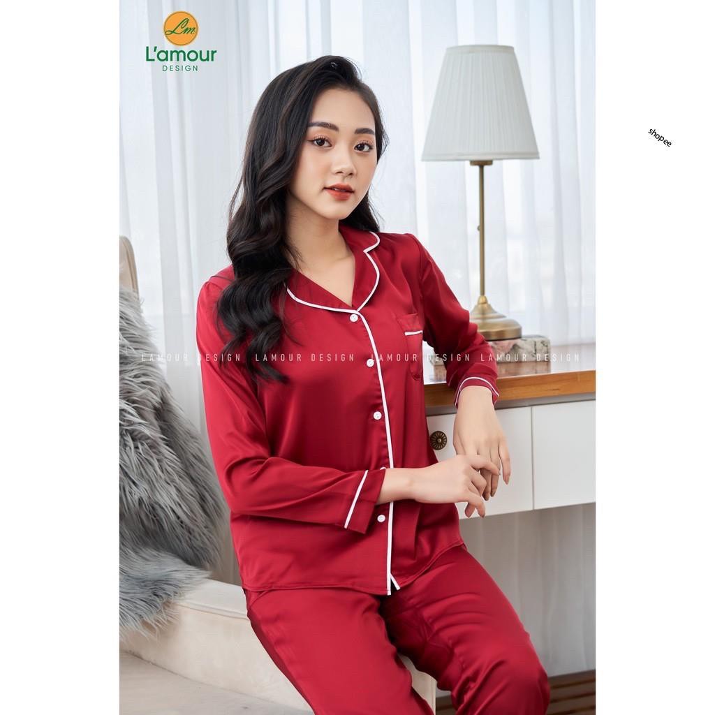 Bộ Lụa Mặc Nhà Nữ Trơn Cộc Tay Quần Dài Chất Lụa Siêu Mềm  T12