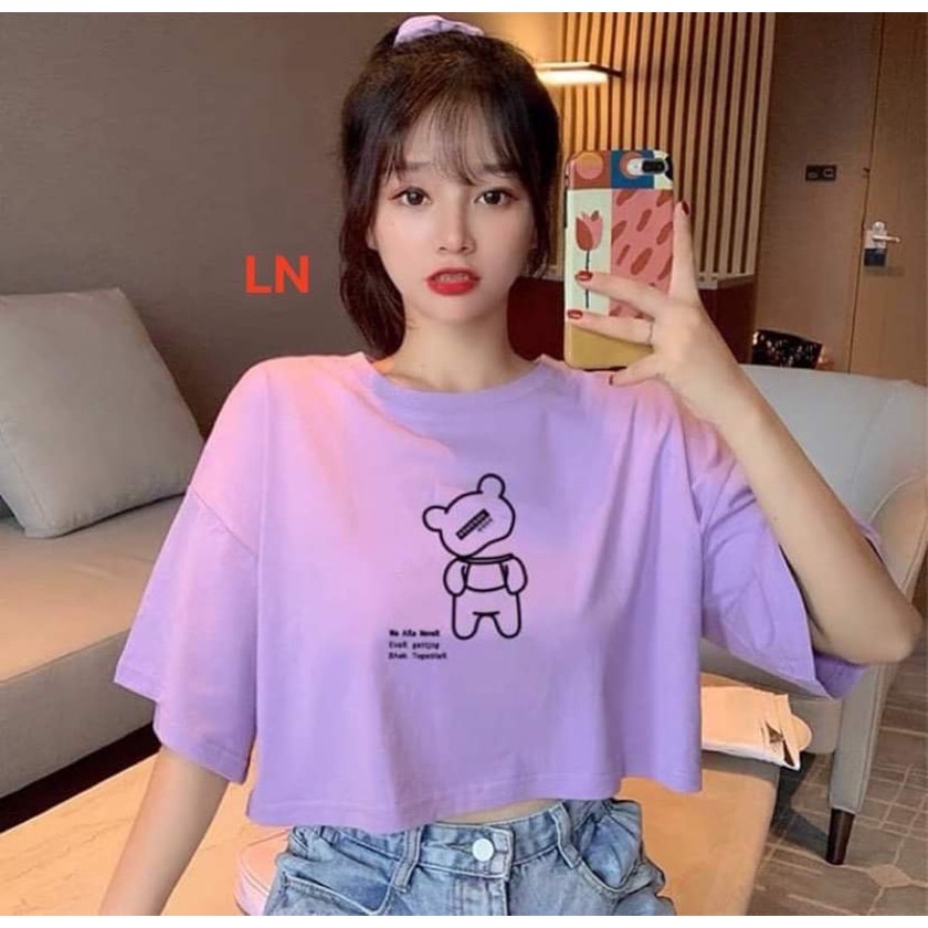 Áo thun croptop gấu yêu