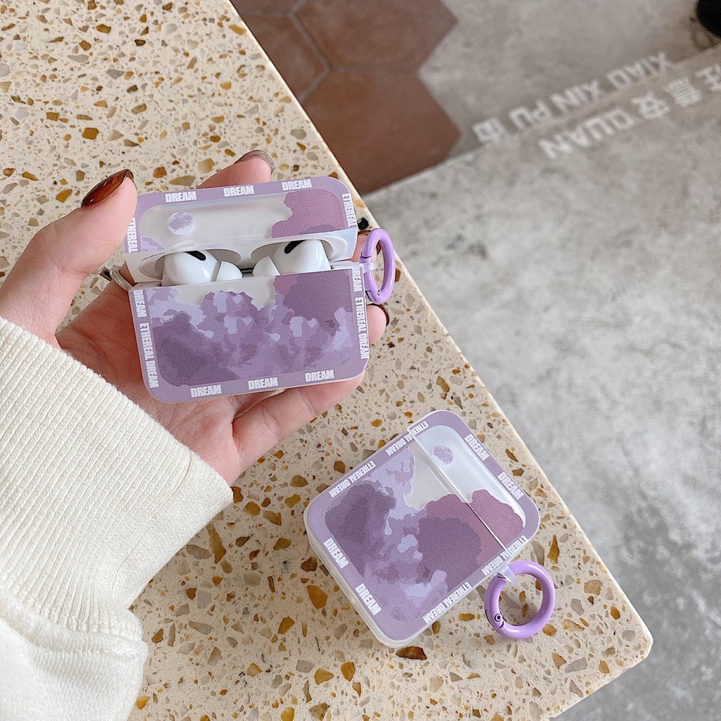 Vỏ Bảo Vệ Hộp Sạc Tai Nghe Airpods 1 2 3 pro 3 Bằng Silicon Mềm Hình Vuông Họa Tiết Đám Mây Hoàng Hôn Dễ Thương