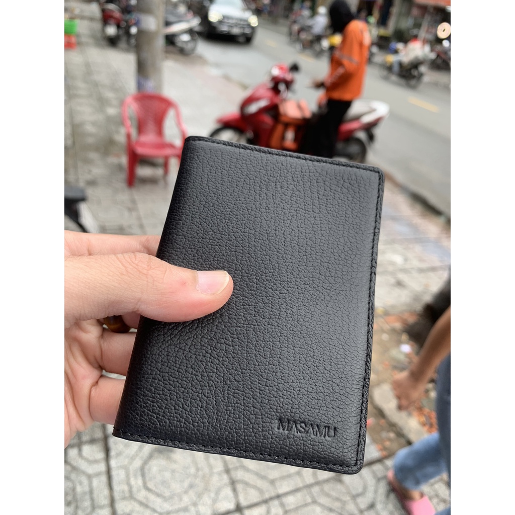 Ví da bò đựng card Masamu màu đen