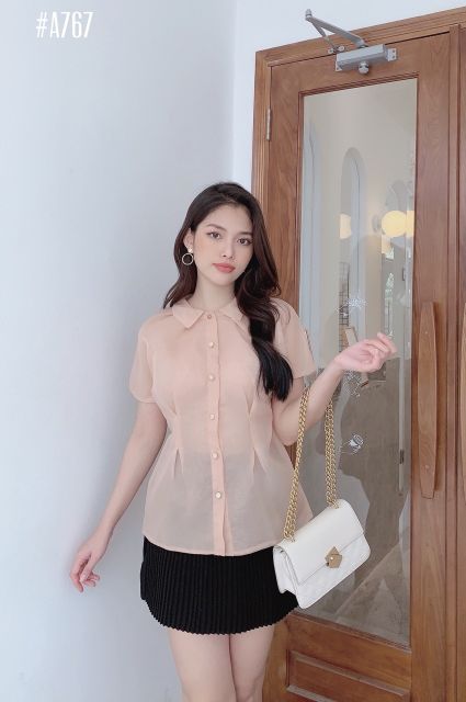 Áo sơ mi nữ vải bóng kính siêu hot